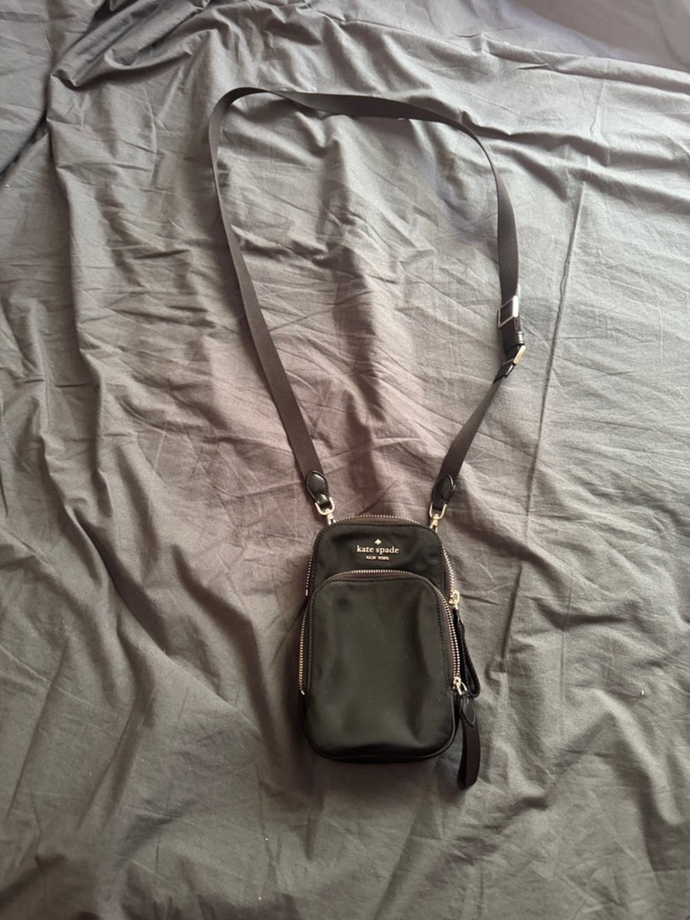 kate spade Black Crossbody Phone Bag with Gold Hardware